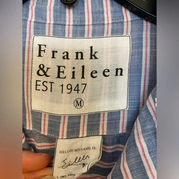Frank & Eileen Long Sleeve Eileen Striped Button Down Pink & Blue Medium - Picture 6 of 10